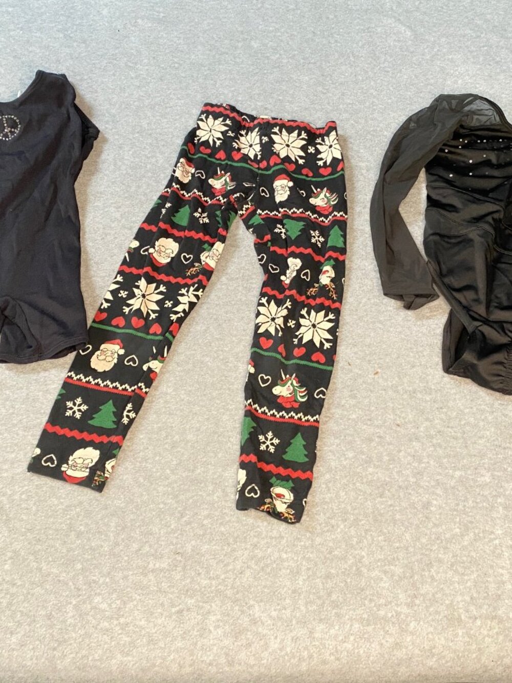 2 Leotards Size 4T and Pull On Christmas Pants Size 4T